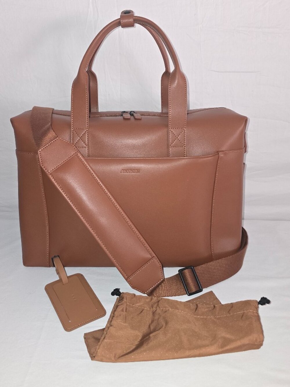 Monos Metro Duffel Travel Bag In Mahogany Brown Vegan Leather NEW